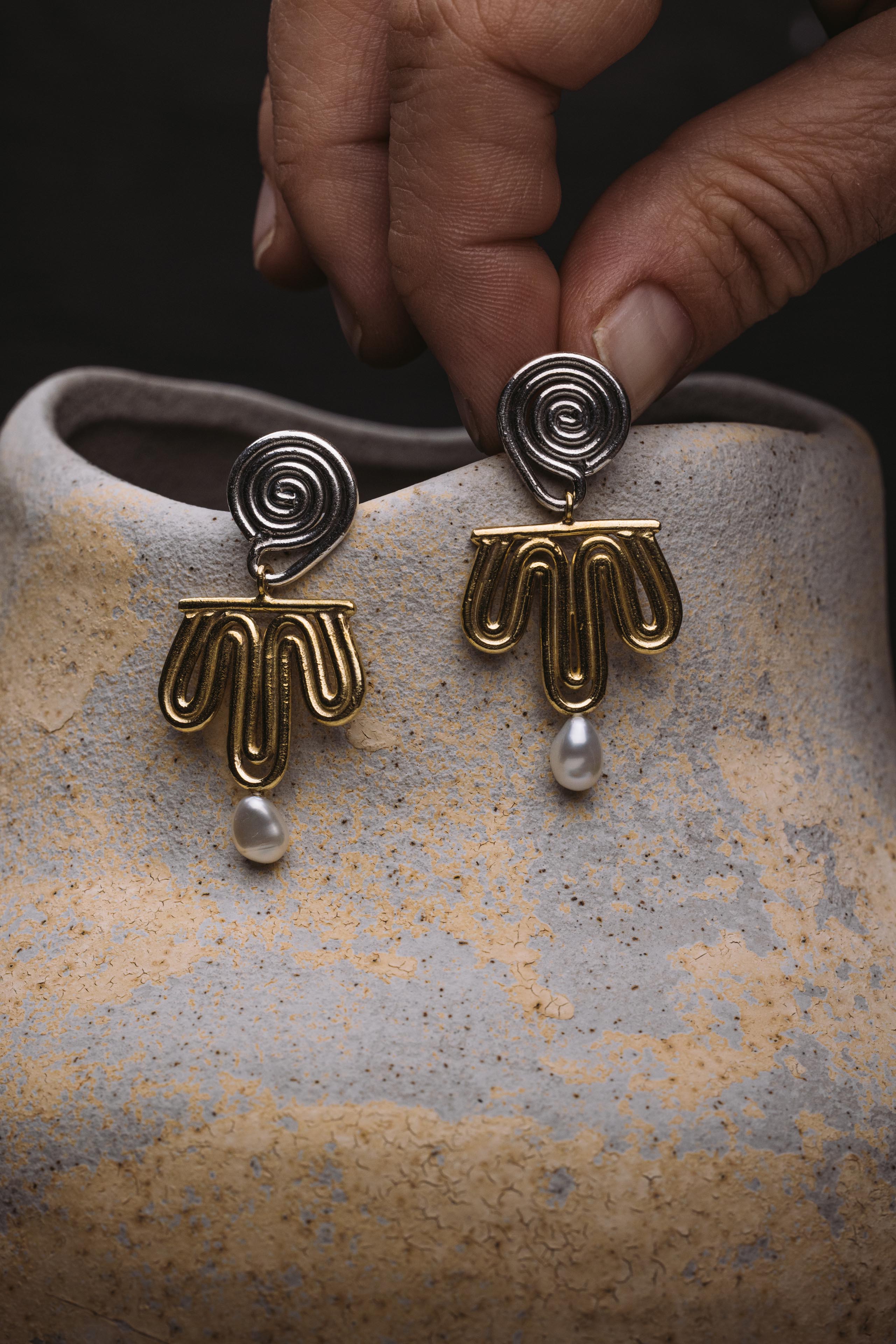 Boucles d'oreilles Sagesse - bijou deux tons