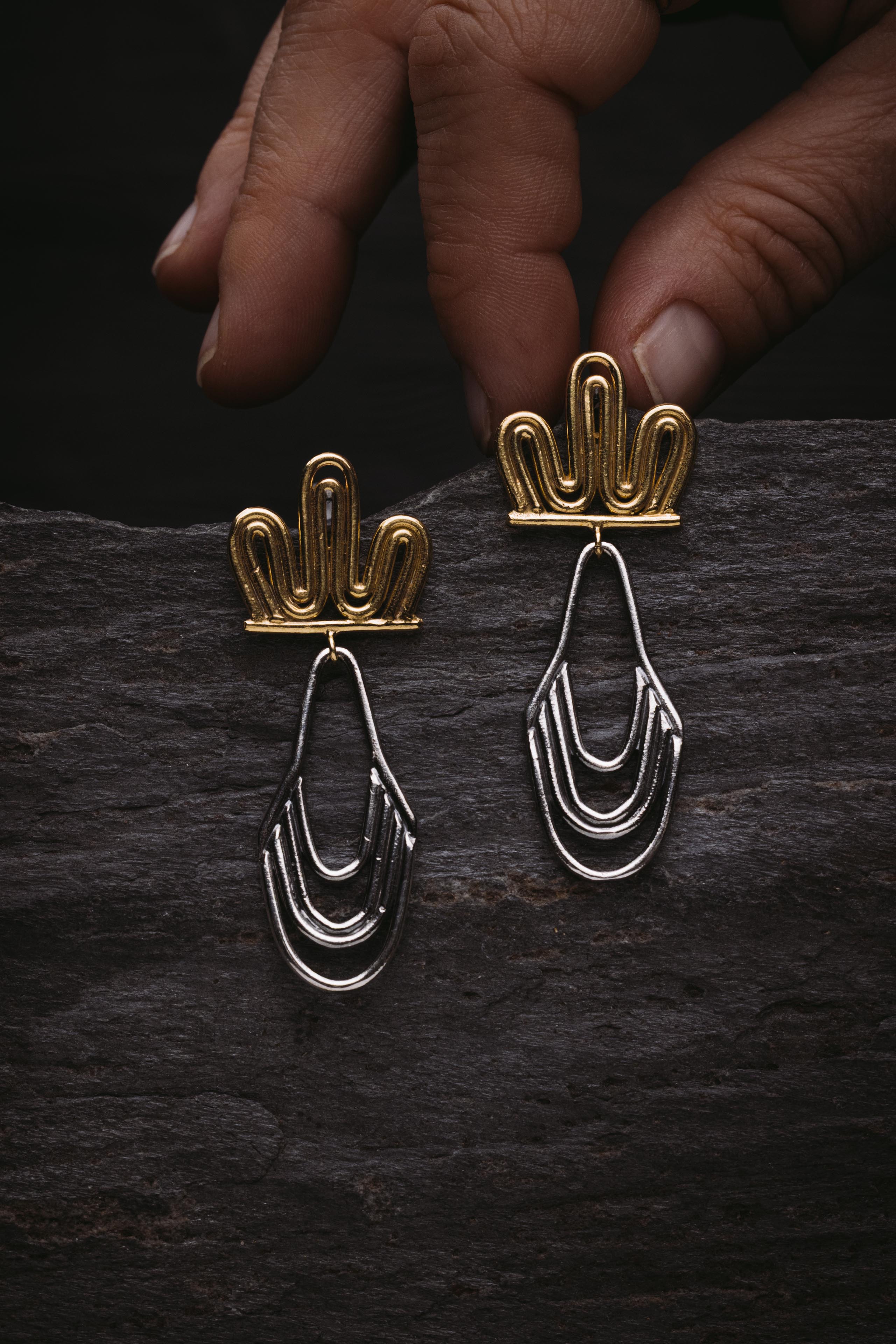 Boucles d'oreilles Dualité - Bijou au design sculptural